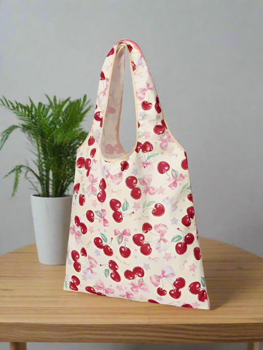 🍒 Cherry Delight Foldable Tote Bag – Stylish & Practical! 🍒