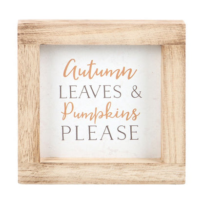 🍂 Autumn Leaves & Pumpkins Please Wooden Frame Sign 🍂