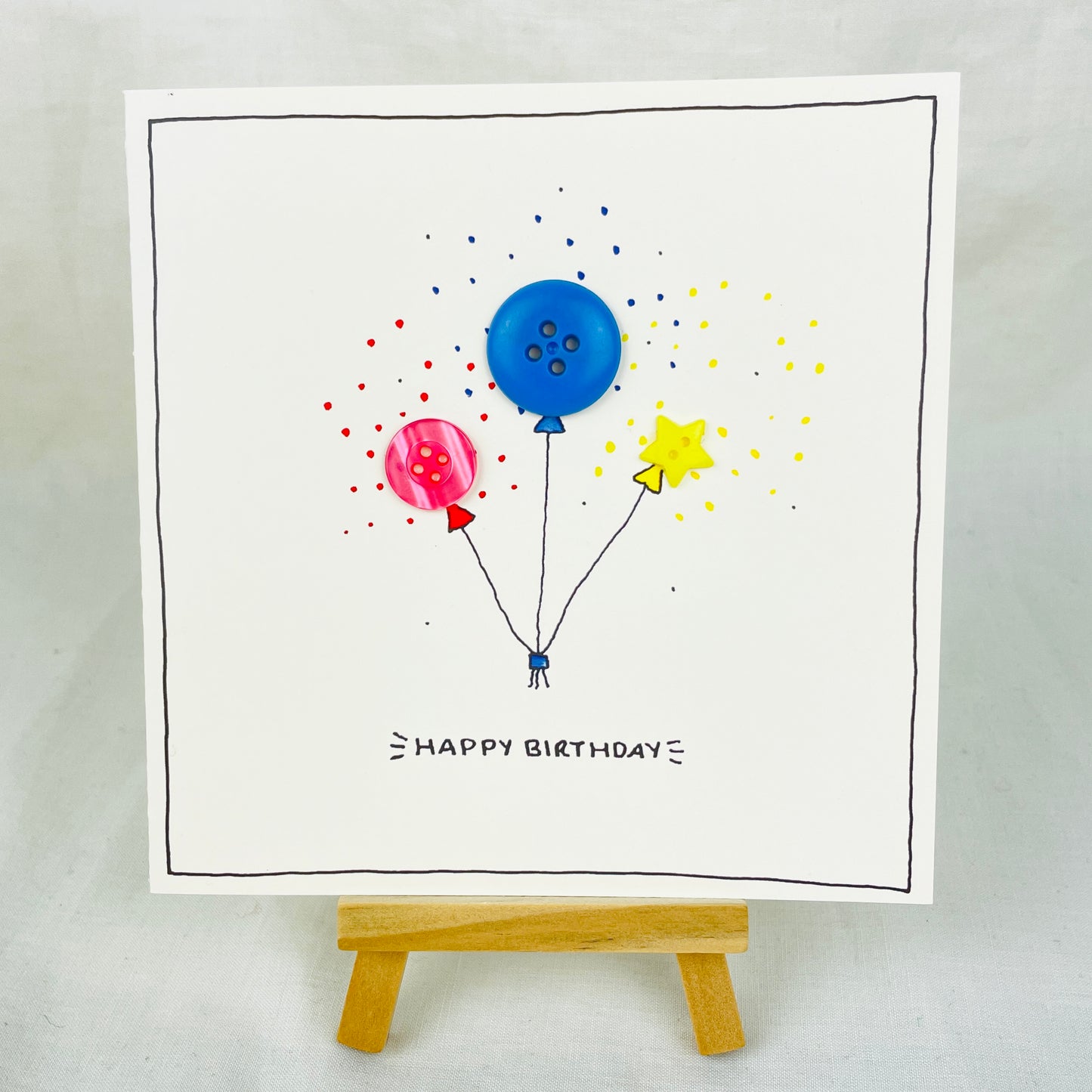 Happy Birthday Card - Button Balloons