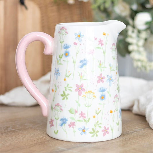 Flower Jug: Spring Bloom Ceramic Flower Jug – Countryside Chic Elegance