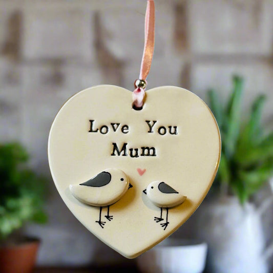 Love you Mum ceramic hanging heart