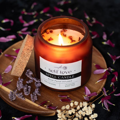 Self Love Candle: Self-Love Rose Petal Jar Candle – Manifest Confidence & Inner Peace