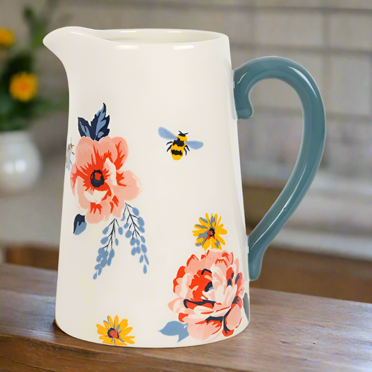 Flower Jug: Bee & Bloom Ceramic Flower Jug