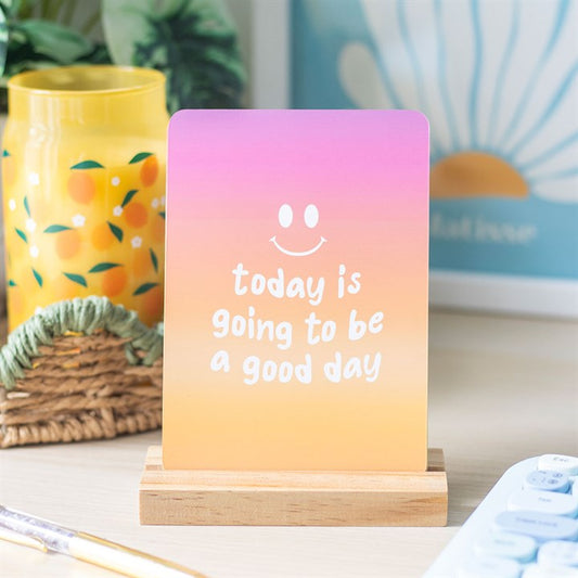 Mindful Moments Affirmation Cards with Wooden Stand – Start Your Day with Positivity