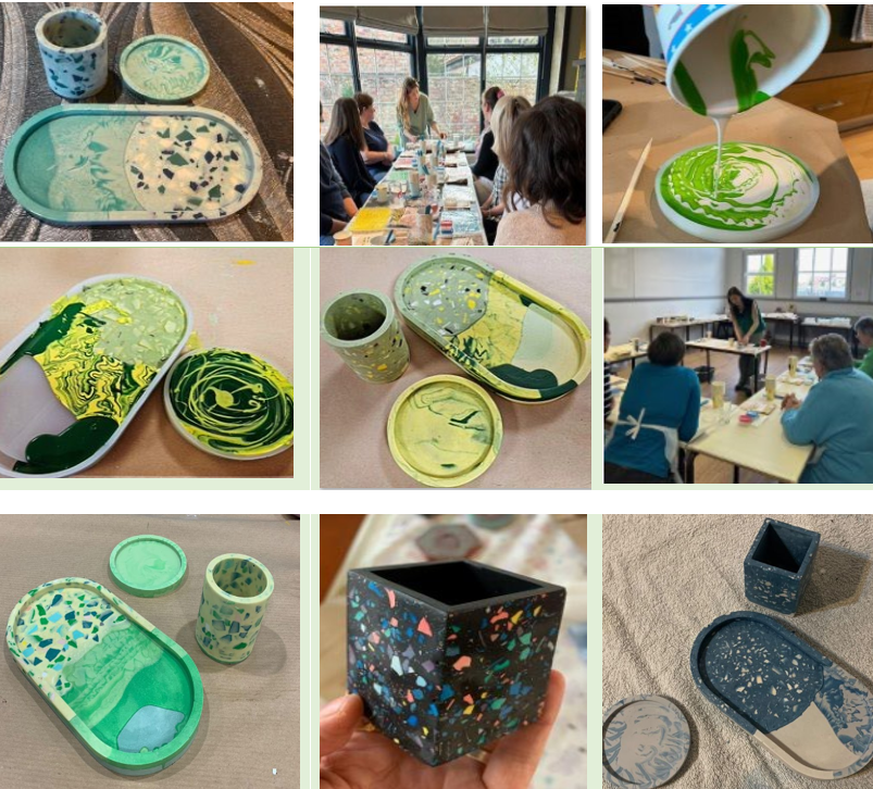 Make your own Oval Trinket Tray, Terrazzo Pot and Marbled Coaster Workshop Thursday 16th January