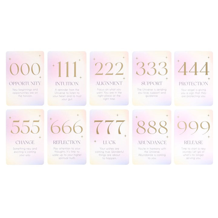 Angel Number Affirmation Cards with Wooden Stand – Divine Guidance for Daily Inspiration