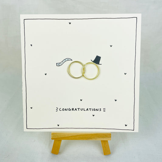 Greetings Card: ‘Congratulations’ Wedding Rings Design Card