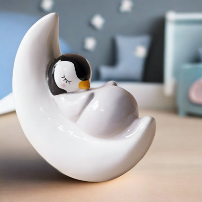 Sleeping Penguin Moon Money Box - Forever After Collective